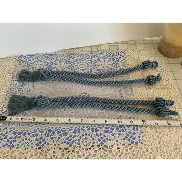 Cord & Tassel Blue Curtain Cord and Tassel Tiebacks Set of 2 - Picture 4 of 10